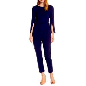 Ali & Jay Slit Sleeve Slim Leg Knit Jumpsuit Navy 👾